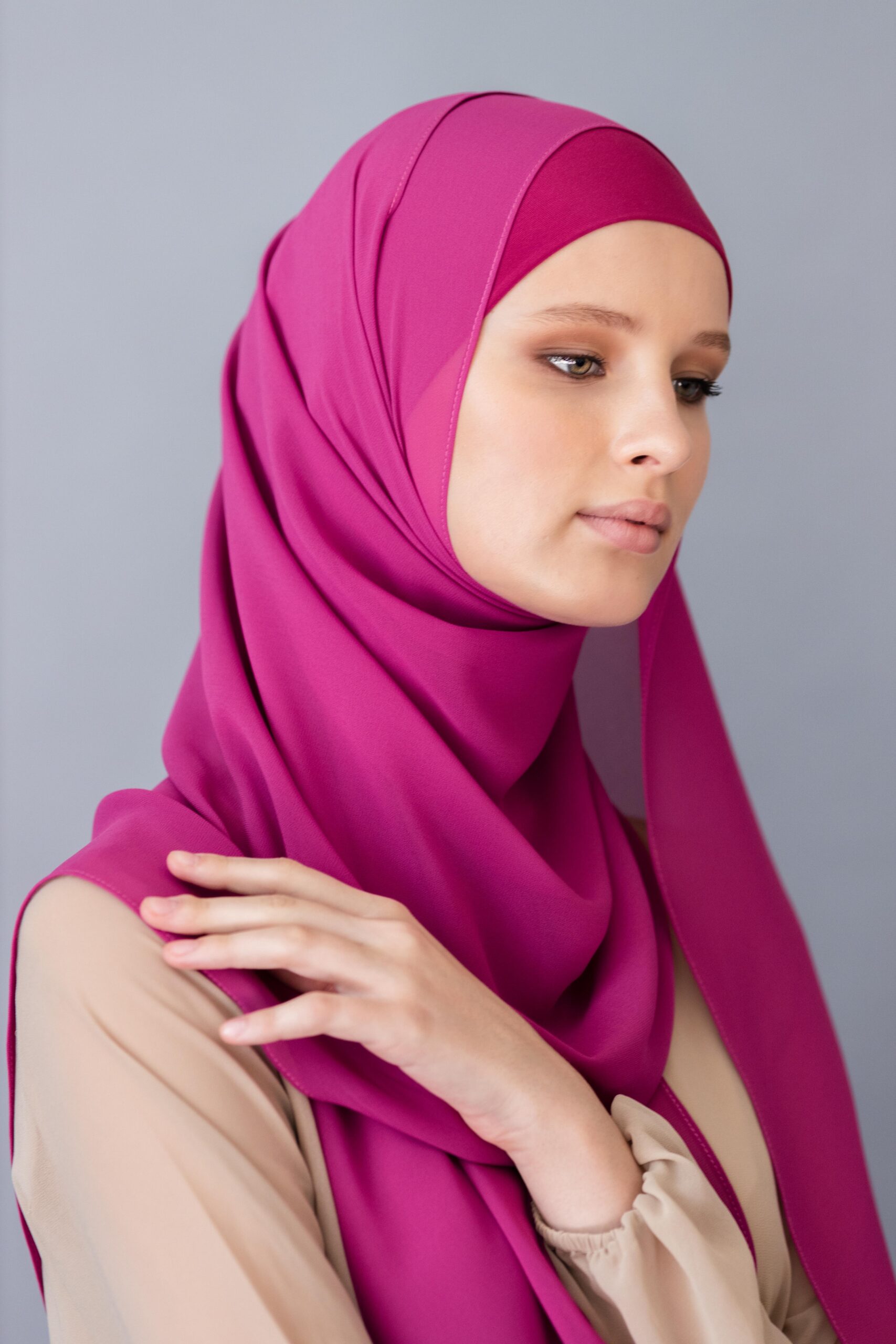 Crepe Hijab Scarf Right Side 2 Deep Pink