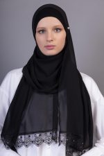 Crepe Lace Hijab Scarf - Image 2