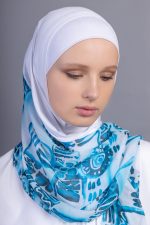 Easy to Wear Two Toned Front Knitted Print Jersey Crepe Hijab scarf